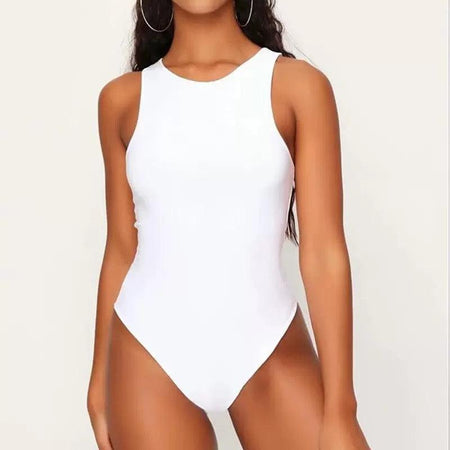 Delsey Wardrobe Essential Bodysuit - front shot on model, white - Miss Mosa By Akanksha