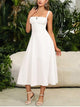 Delso Summer Lace Up Holiday Dress - full-length shot on model, white - Miss Mosa By Akanksha