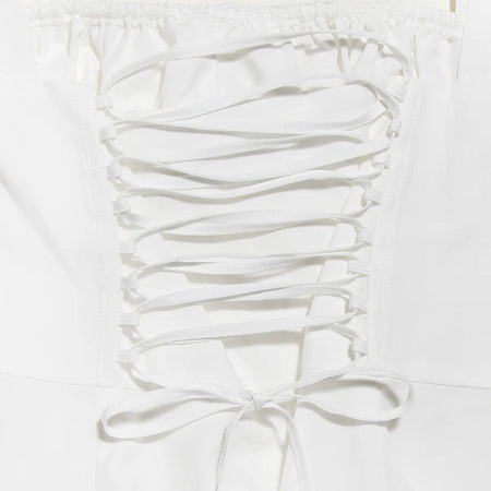 Delso Summer Lace Up Holiday Dress - close-up of lace up back, white - Miss Mosa By Akanksha