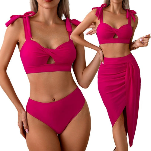 Demi Bikini with Sarong Skirt In Pink