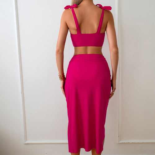 Demi Bikini with Sarong Skirt In Pink
