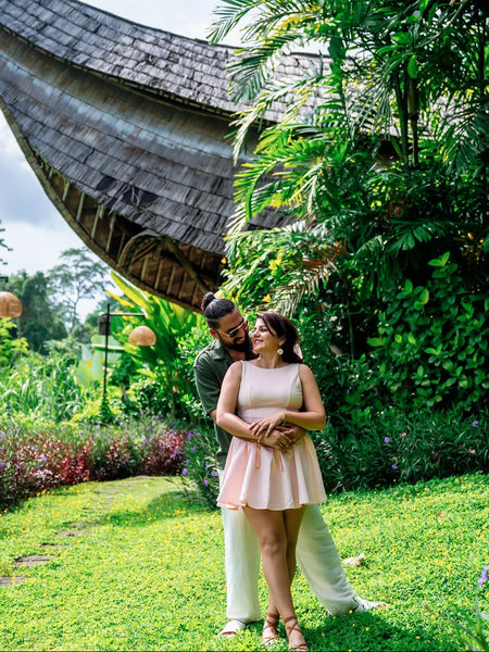 Denica Summer Mini Dress In Pink - full-length lifestyle shot on model - Miss Mosa By Akanksha