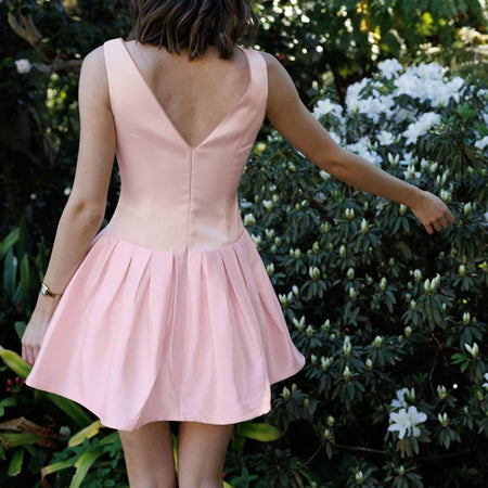 Denica Summer Mini Dress In Pink - back shot on model - Miss Mosa By Akanksha