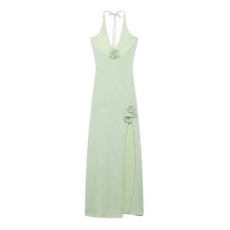 Dera Rosette Resortwear Holiday Dress In Mint - flat-lay product shot of the dress - Miss Mosa By Akanksha