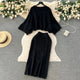 Deremy Knitted Premium Woolen Coord Set - flat-lay shot of knit set, black - Miss Mosa By Akanksha