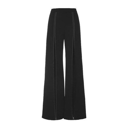Deris Swimsuit With Pants In Black - flat-lay product shot of the wide-leg trousers - Miss Mosa By Akanksha