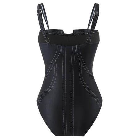 Deris Swimsuit With Pants In Black - flat-lay back shot of the swimsuit - Miss Mosa By Akanksha