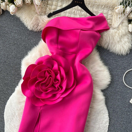 Desbam Rosette Dress In Pink - close-up of rosette, pink - Miss Mosa By Akanksha