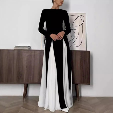 Desbo Statement Formal Maxi Dress - front shot on model, black - Miss Mosa By Akanksha