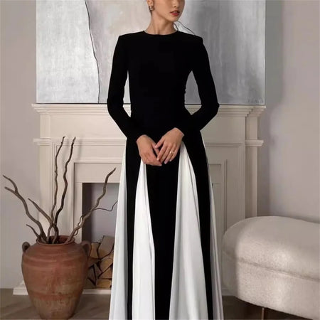 Desbo Statement Formal Maxi Dress - front shot on model, black - Miss Mosa By Akanksha