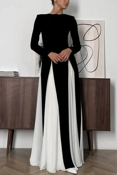 Desbo Statement Formal Maxi Dress - front shot on model, black - Miss Mosa By Akanksha