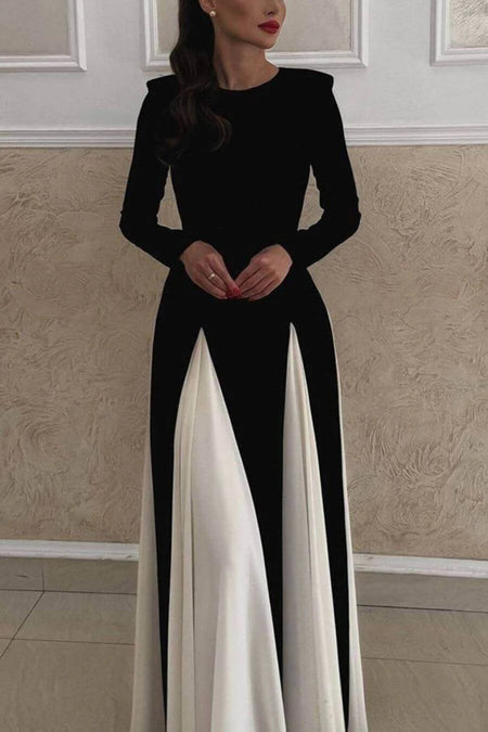 Desbo Statement Formal Maxi Dress - front shot on model, black - Miss Mosa By Akanksha