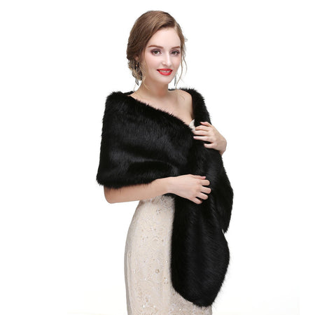 Diana Luxe Fur Cape - front shot on model, black - Miss Mosa By Akanksha