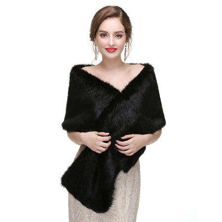 Diana Luxe Fur Cape - side shot on model, off-white - Miss Mosa By Akanksha