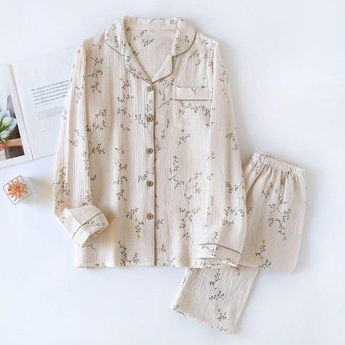 Diaz Floral Cotton Crepe Nightsuits In Off-White