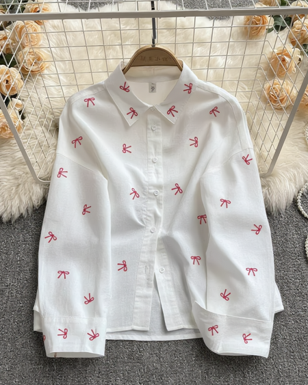 Diletta Bow Summer Shirt - styled shot, white - Miss Mosa By Akanksha