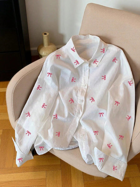 Diletta Bow Summer Shirt - front shot, white - Miss Mosa By Akanksha