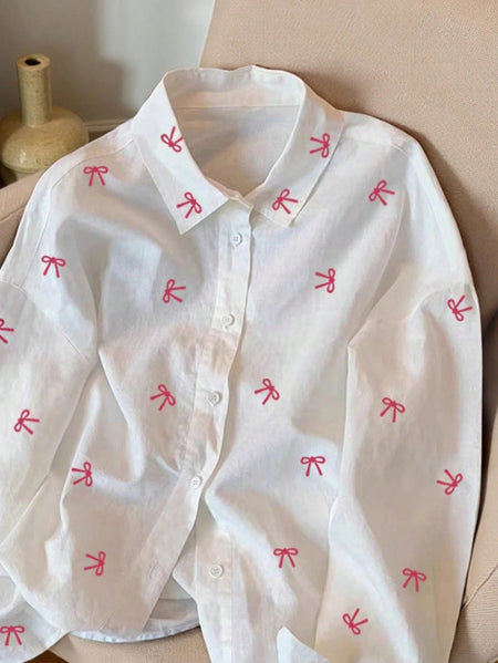 Diletta Bow Summer Shirt - front shot, white - Miss Mosa By Akanksha