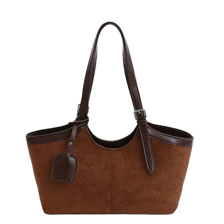Dion Suede Tote Bag - front product shot, brown - Miss Mosa By Akanksha