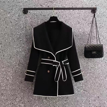 Disbo Oversized Woolen Overcoat - front shot on hanger, black - Miss Mosa By Akanksha