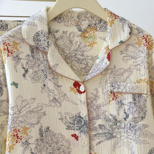 Dolcay Floral Cotton Nightsuit In Off-White