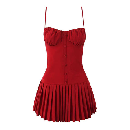 Dolima Summer Dress In Red - front product shot - Miss Mosa By Akanksha
