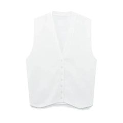 Dolo Statement Vest Summer Casual Tops - flat-lay product shot, white - Miss Mosa By Akanksha