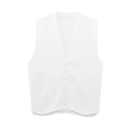 Dolo Statement Vest Summer Casual Tops - flat-lay product shot, white - Miss Mosa By Akanksha
