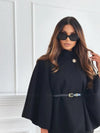 Donatella Winter Cape With Belt In Black - XS