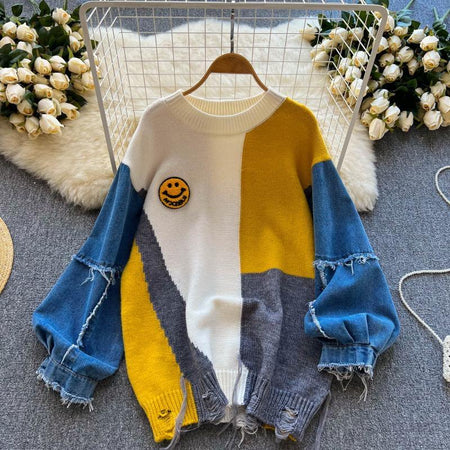 Dora Quirky Statement Sweatshirt - styled flat-lay shot, multicolour - Miss Mosa By Akanksha