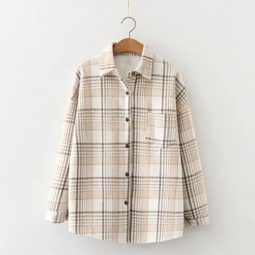 Dorian Statement Plaid Shirt In Beige
