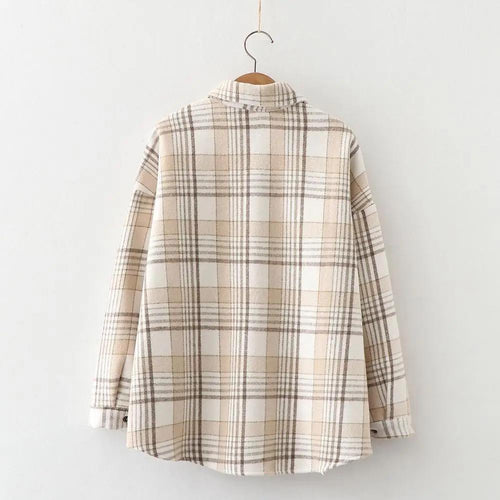 Dorian Statement Plaid Shirt In Beige