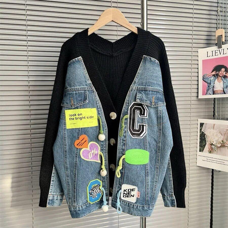 Dorothy Quirky Jacket In Black - front shot on hanger, blue - Miss Mosa By Akanksha