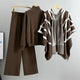Dory Luxe Winter Coord Set with Cape - front shot on hanger, brown - Miss Mosa By Akanksha
