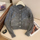 Dua Button Down Sweater - flat-lay product shot, grey - Miss Mosa By Akanksha