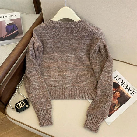 Dua Button Down Sweater - back shot on hanger, brown - Miss Mosa By Akanksha