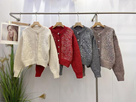 Dua Button Down Sweater - styled flat-lay shot, multicolour - Miss Mosa By Akanksha