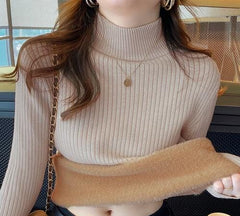 Dublo Fleece Lined Sweater - close-up of fur cuff on model, beige - Miss Mosa By Akanksha