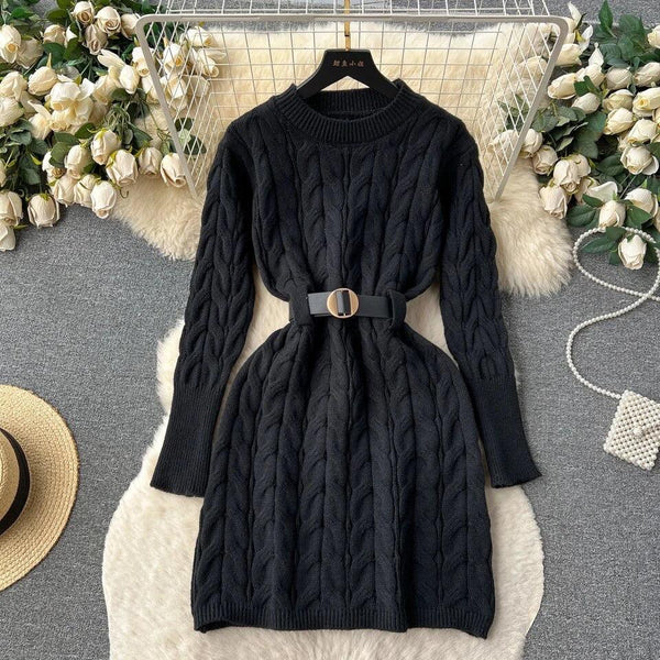 Heathrow Statement Knitted Dress with Belt - Alamode By Akanksha