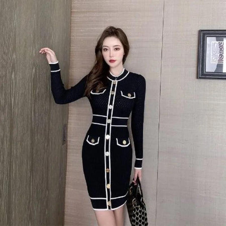 Black - Margine Statement Knit Dress