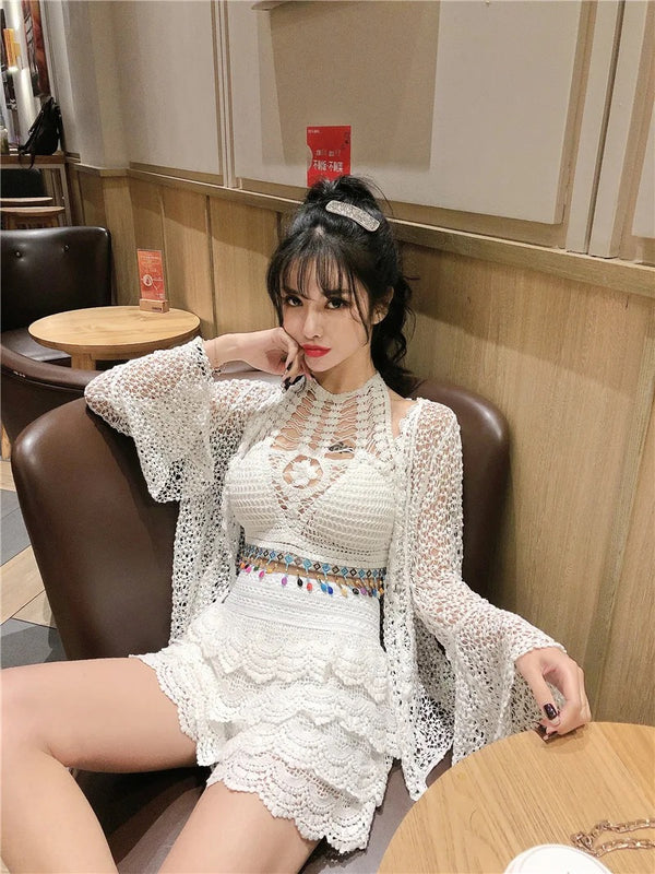 Maya 3 Piece Coord Set - Resortwear Set In White