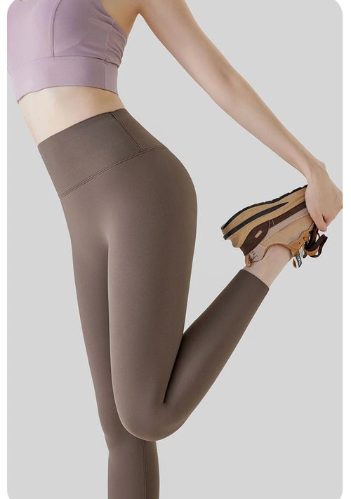Rosa Slimming Premium Fleece Leggings In Brown
