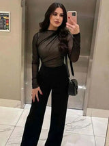 Reva Ruched Bodysuit in Black - Alamode By Akanksha