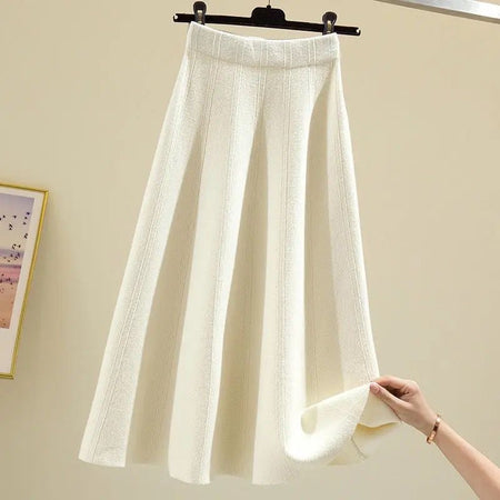Beige - Lebia Statement Woolen Pleated Skirt
