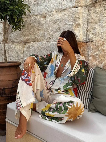 Misco Summer Holiday Abstract Coord Set In Multicolor