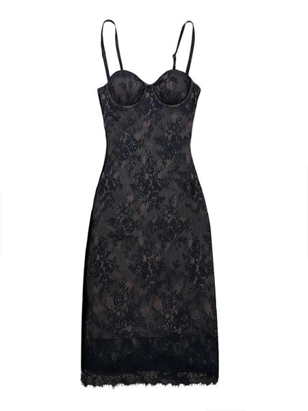 Cellar Lace Midi Dress in Black - Alamode By Akanksha
