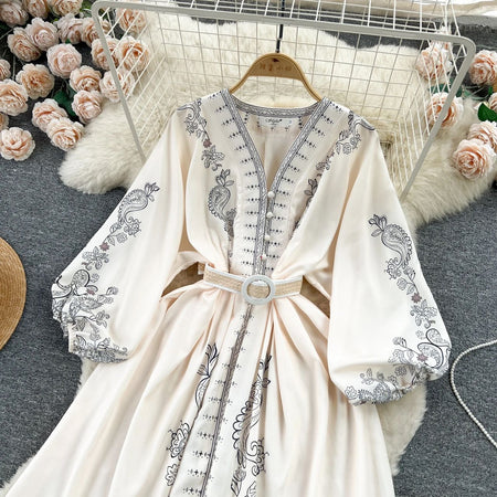 Ebanee Vintage Maxi Dress - flat-lay product shot, cream - Miss Mosa By Akanksha