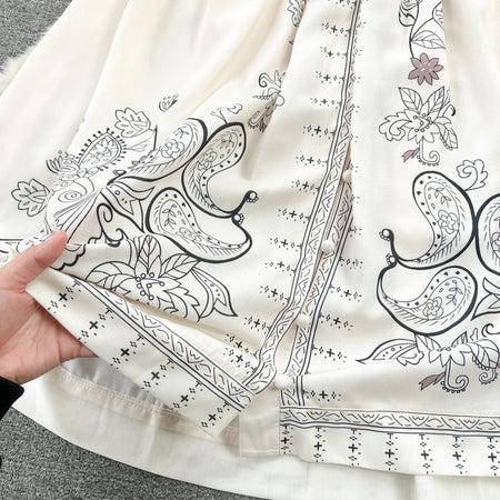 Ebanee Vintage Maxi Dress - close-up of embroidery detail, cream - Miss Mosa By Akanksha