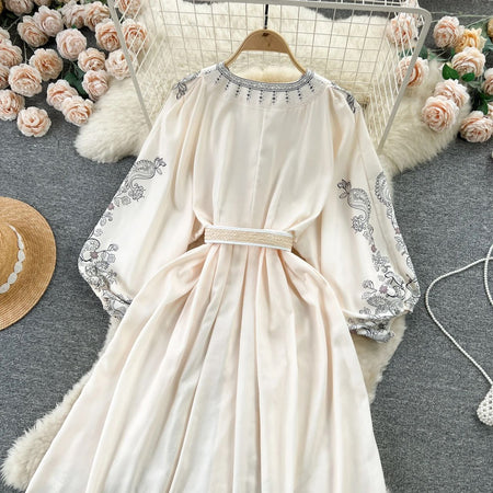 Ebanee Vintage Maxi Dress - flat-lay product shot, cream - Miss Mosa By Akanksha