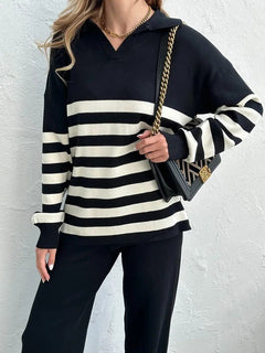 Eben Premium Winter Coords- Tracksuits - front shot on model with bag, black and cream - Miss Mosa By Akanksha